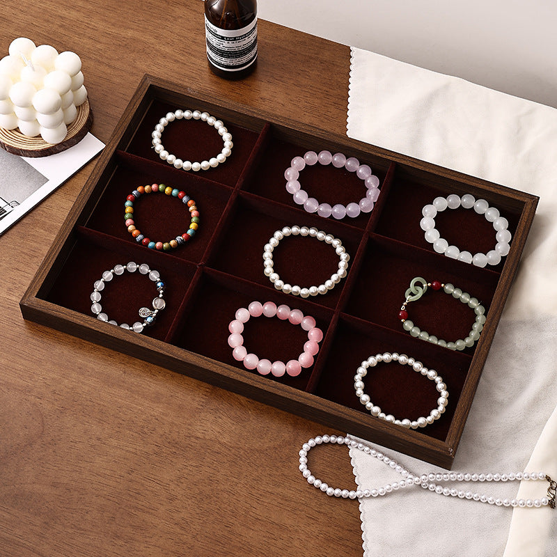 Walnut Jewelry Display Tray Ring Necklace Bracelet Tray Earrings Earrings Jewelry Display Props Night Market Stall