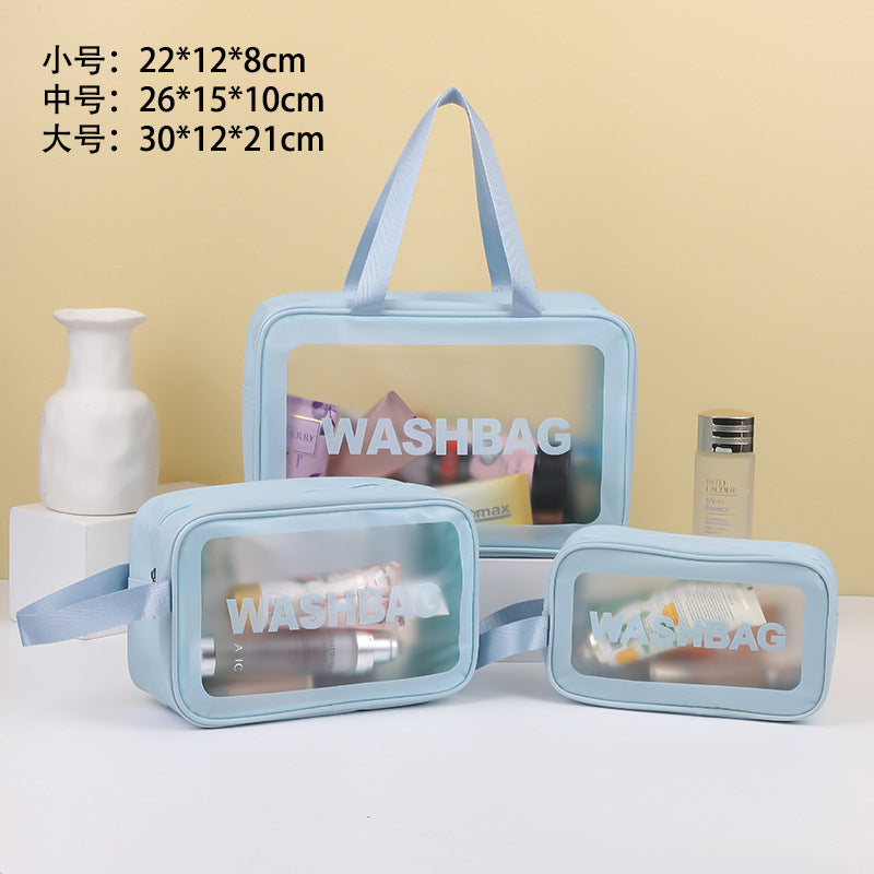 PU cosmetic bag large capacity dry and wet separate wash bag PVC transparent frosted bath bag travel portable storage bag