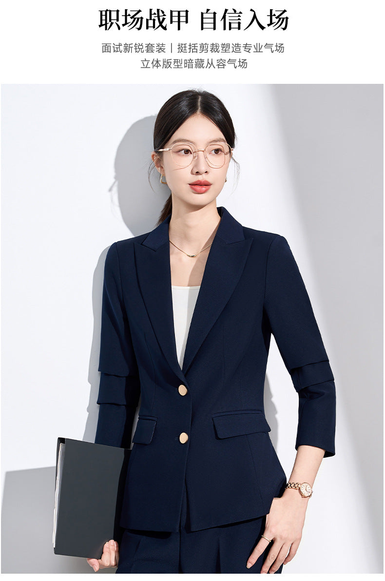 Cross-Border Beige Suit Set for Women, New Versatile Fashion High-End Professional Attire for Petite Figures, Formal Occasion Blazer