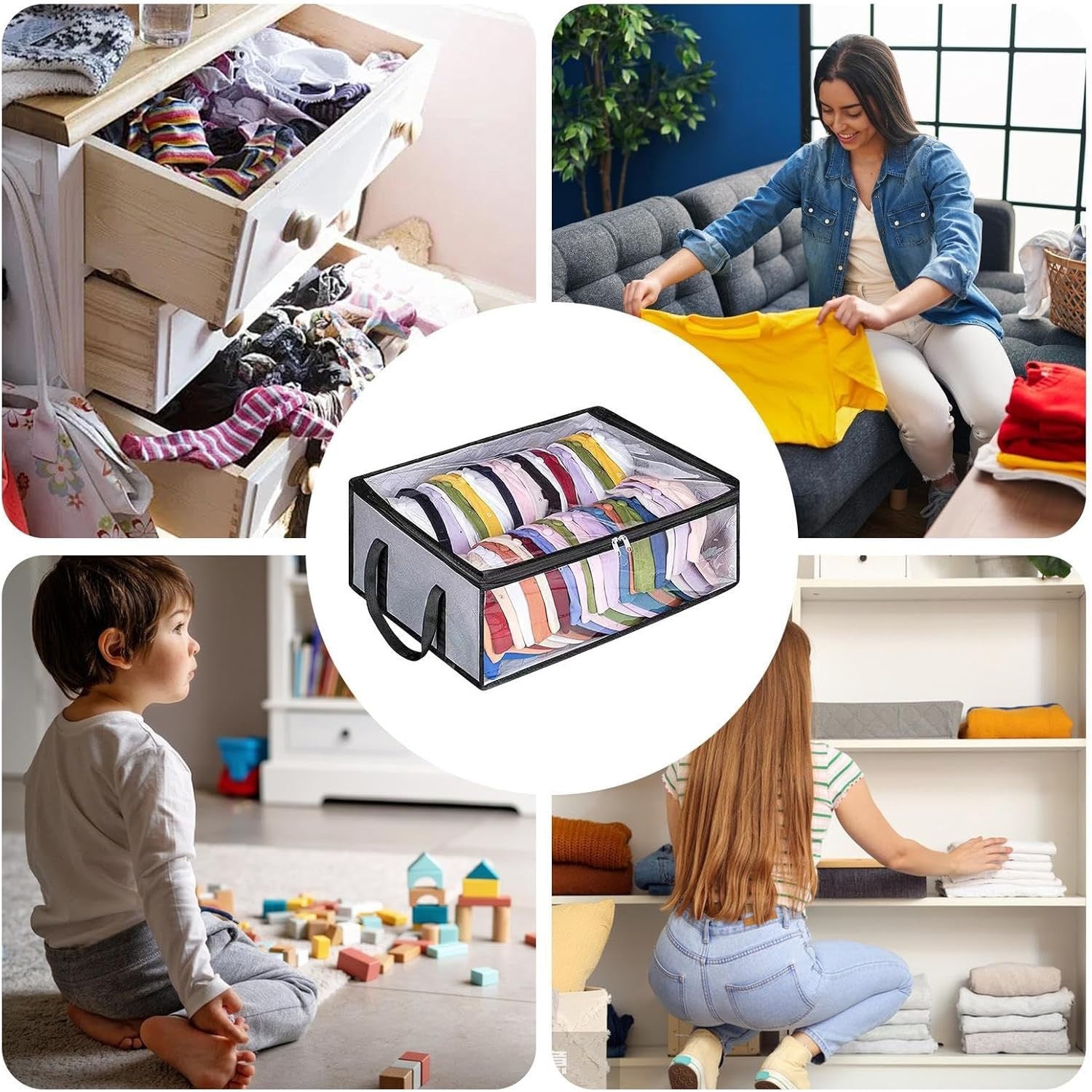 Amazon Large Window Transparent Storage Bag Portable Hat Clothes Foldable Storage Bag Storage Handbag Visual