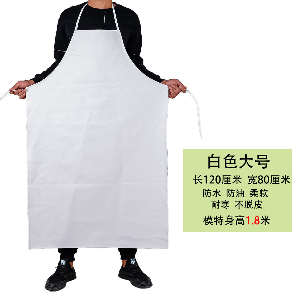 Leather Waterproof Apron Oil-proof Kitchen Neck PU Household Adult Barbecue Leather Bib for Men and Women Lengthened Thickened Bib
