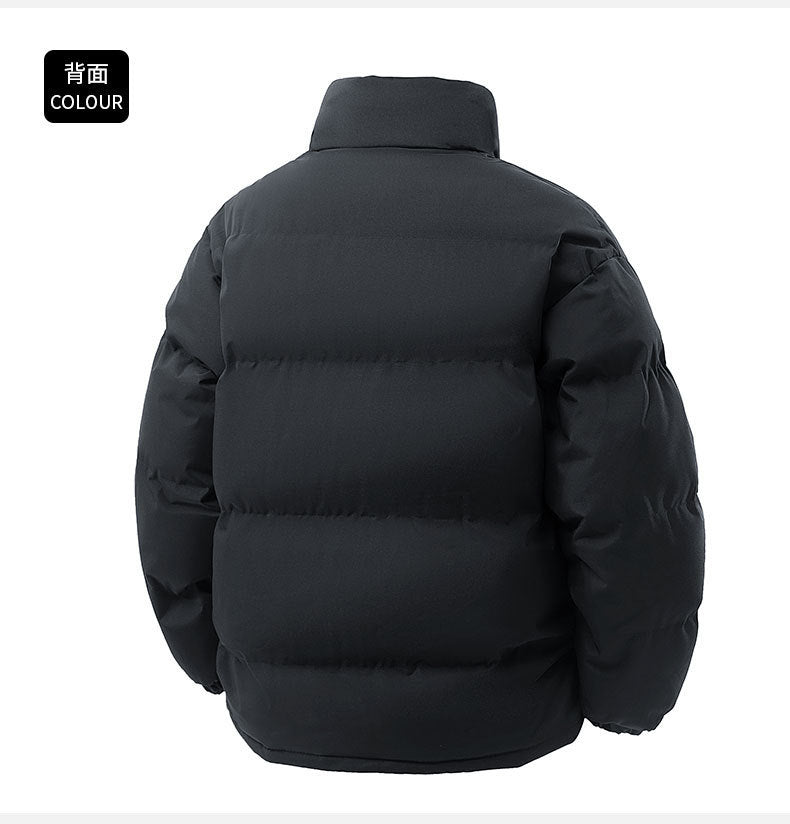 Aliexpress Foreign Trade 2025 Winter New Men's Solid Color Loose Thickened Cotton Jacket in Stock