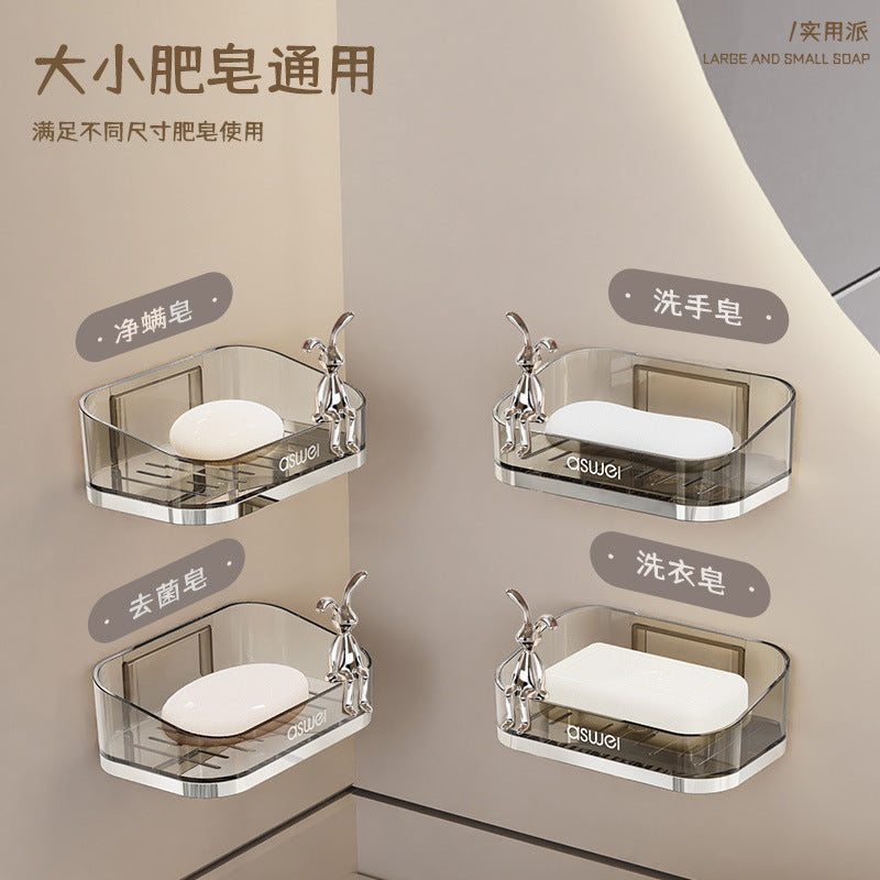 Household High-end Draining Soap Rack Soap Box Bathroom Bathroom Wall-mounted Double-layer Soap Box Non-perforated Storage Rack