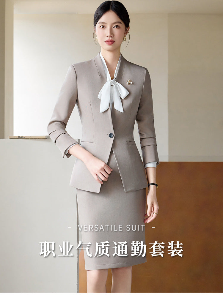 High-End Spring & Fall Hotel Front Desk Professional Wear Long-Sleeved Sales Department Reception 4S Store Sales Consultant Fashion Suit Suit