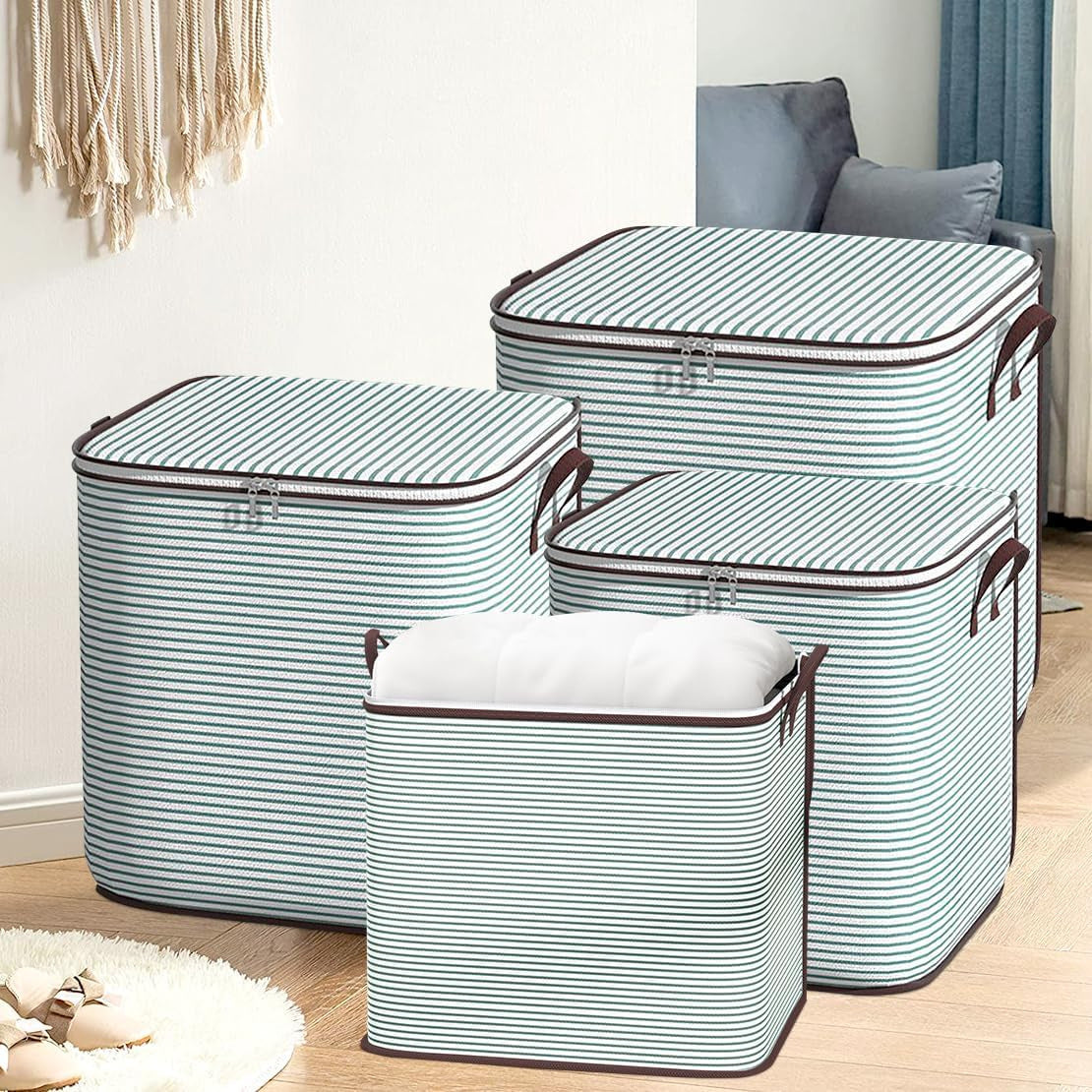 Clothes Storage, Moving, Large-Capacity Wardrobe, Clothing Storage Box, Dust-Proof Storage Basket, Zipper, Portable
