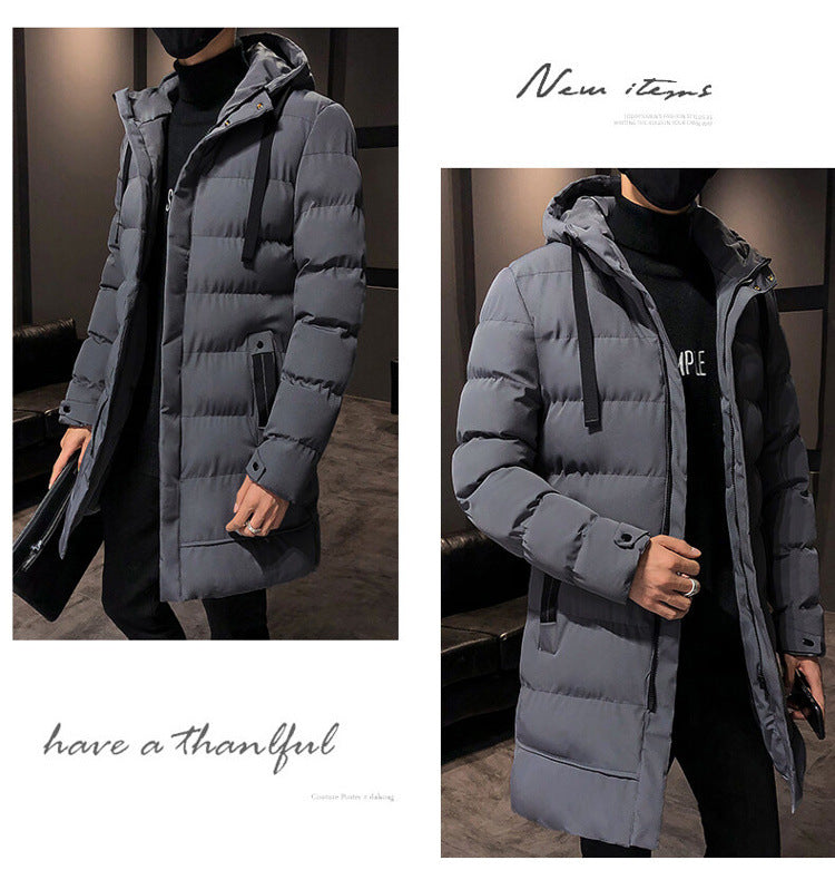 Mid-Length Cotton Outwear Men's Winter Jacket 2025 New Thickeneded Hooded Cotton Jacket Men's Korean Style Trendyy Cotton Jacket