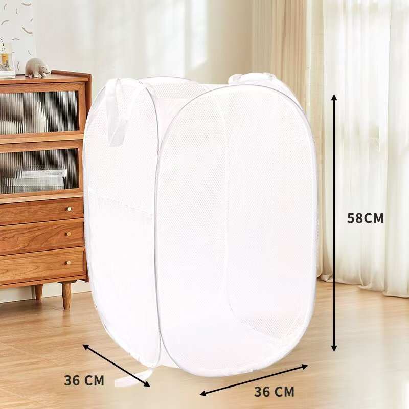 Dirty Clothes Basket, Foldable Large-Capacity Household Mesh Laundry Basket, Bathroom Storage Basket for Dirty Clothes