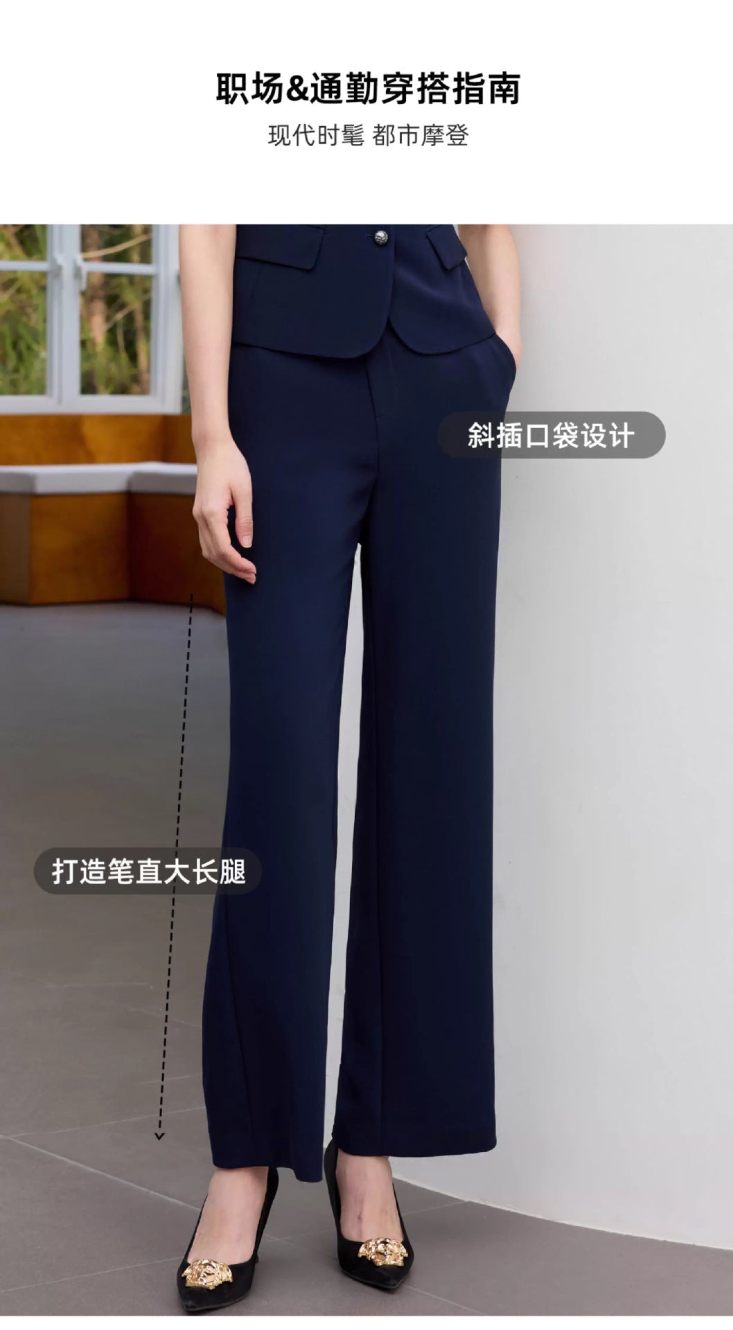 Summer New Navy Blue Short-Sleeved Professional Suit Suit Color-Blocked Suit Collar Single-Breasted Slim Slim Work Clothes