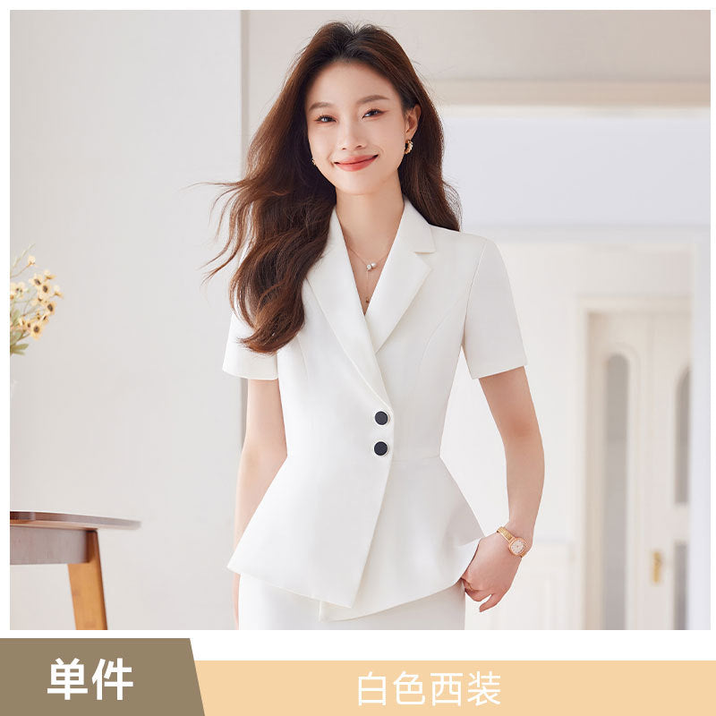 Short-Sleeved Suit Women's Summer 2025 New Classy Formal Hotel Jewelry Front Desk Professional Elegant Work Clothes
