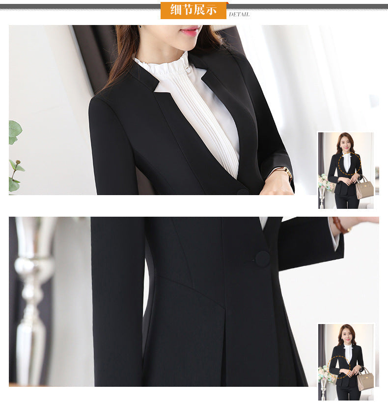 Long Sleeve Spring and Autumn Business Suit Women's Slim Fit Beauty Salon Hotel Work Clothes White Collar Interview Dress Suit Dress