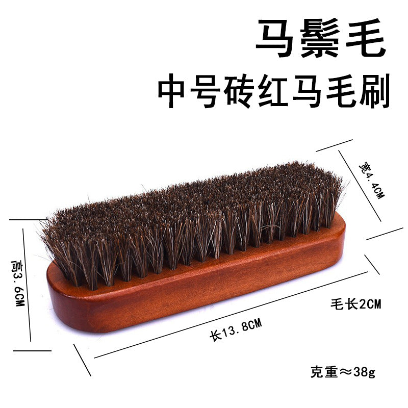 Cross-Border Shoe Brush Set, Cleaning Brush, Solid Wood Horsehair Shoe Brush, Car Seat Cleaning Brush, Soft Bristle, Amazon Bestseller