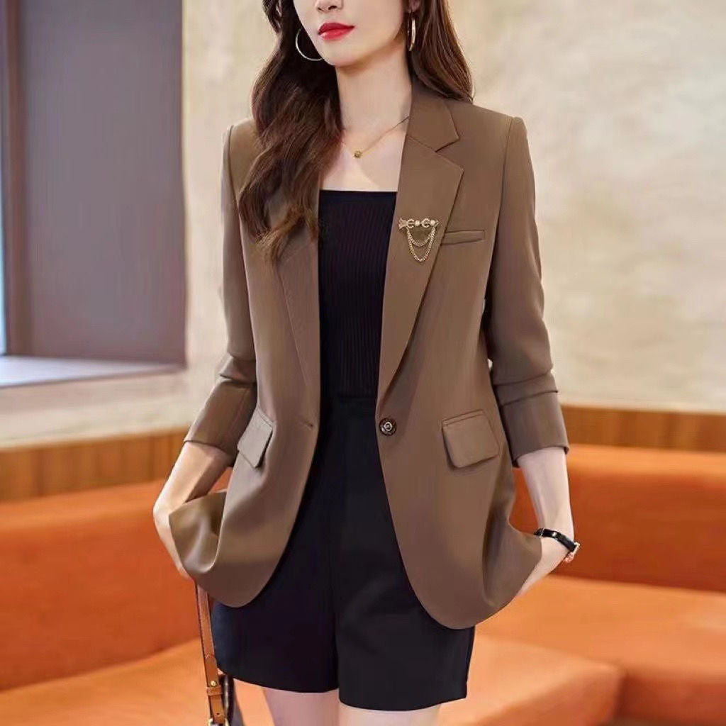 2025 Spring and Autumn New Suit Jacket Women's Casual Fashion Loose All-match Stylish Split Suit Jacket Trendy