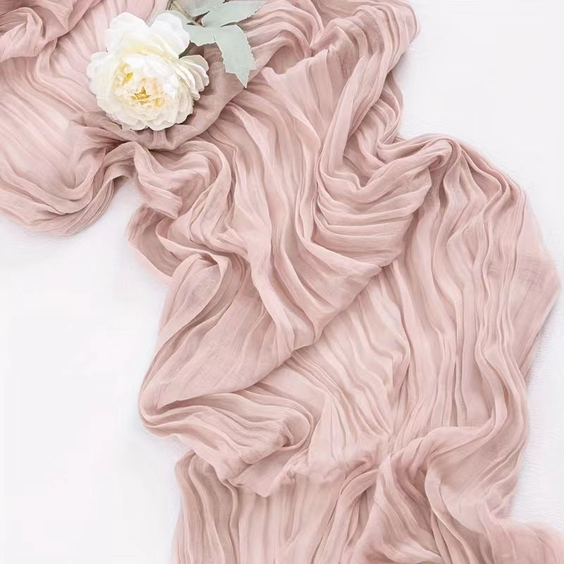 Bali Crepe Table Flag Foreign Trade Western Tablecloth Light Luxury High-End Wedding Party Decoration Pleated Table Flag Wholesale