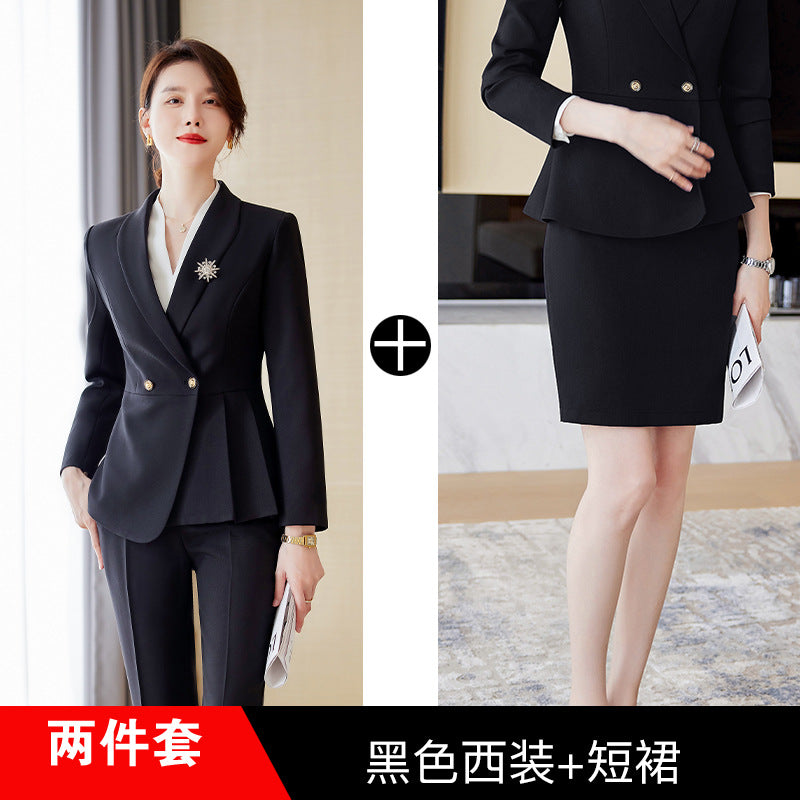 Cross-border High-end Professional suit Women's New Double-breasted Suit Fashion Elegant Goddess Style Work Clothes Interview Dress