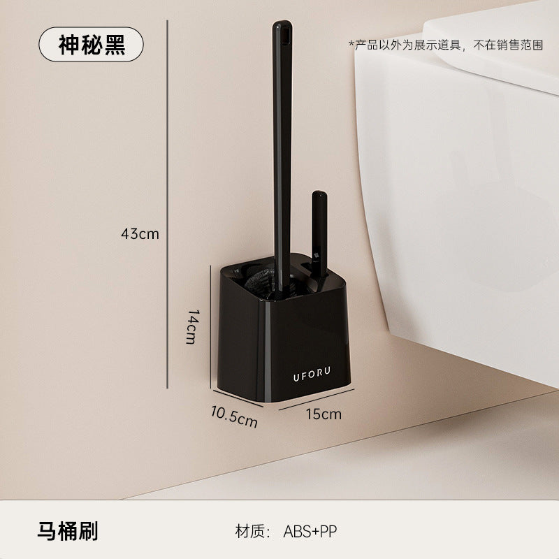Long-Handled Toilet Brush Bathroom Multi-Functional No-Dead-Angle Cleaning Brush Household Punch-Free Wall-Mounted Toilet Brush with Base