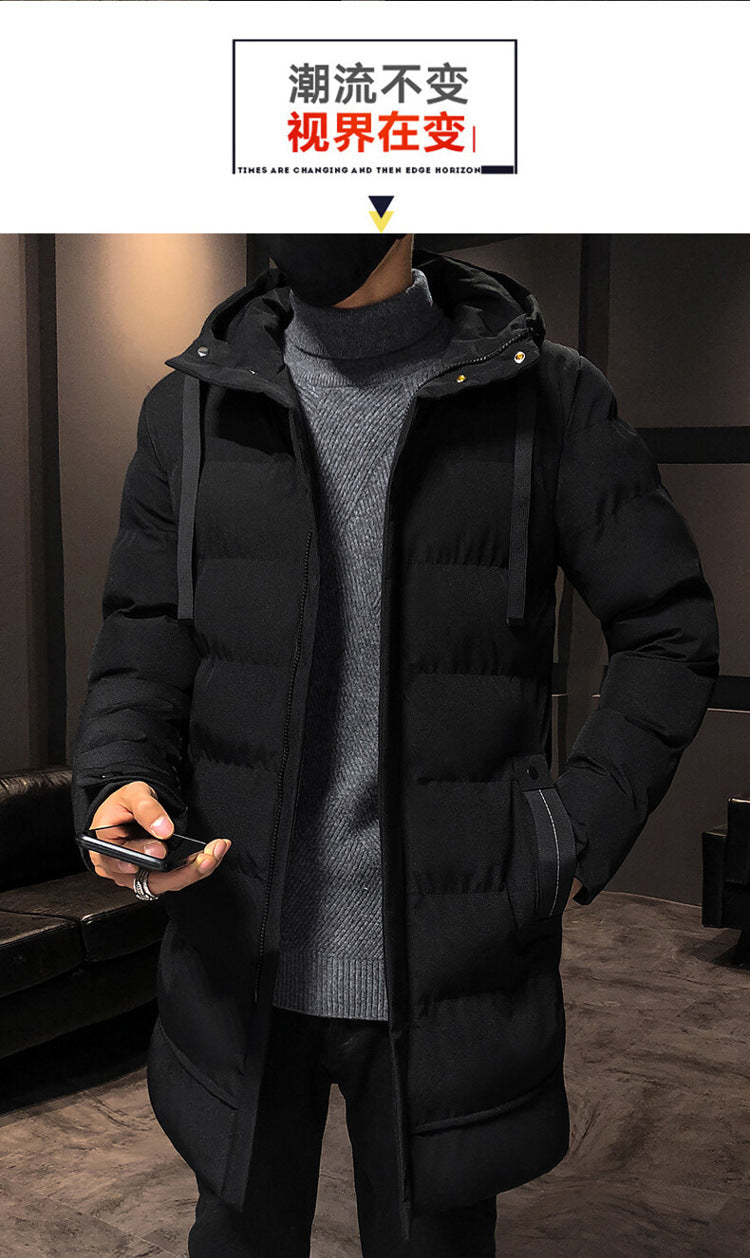 Mid-Length Cotton Outwear Men's Winter Jacket 2025 New Thickeneded Hooded Cotton Jacket Men's Korean Style Trendyy Cotton Jacket