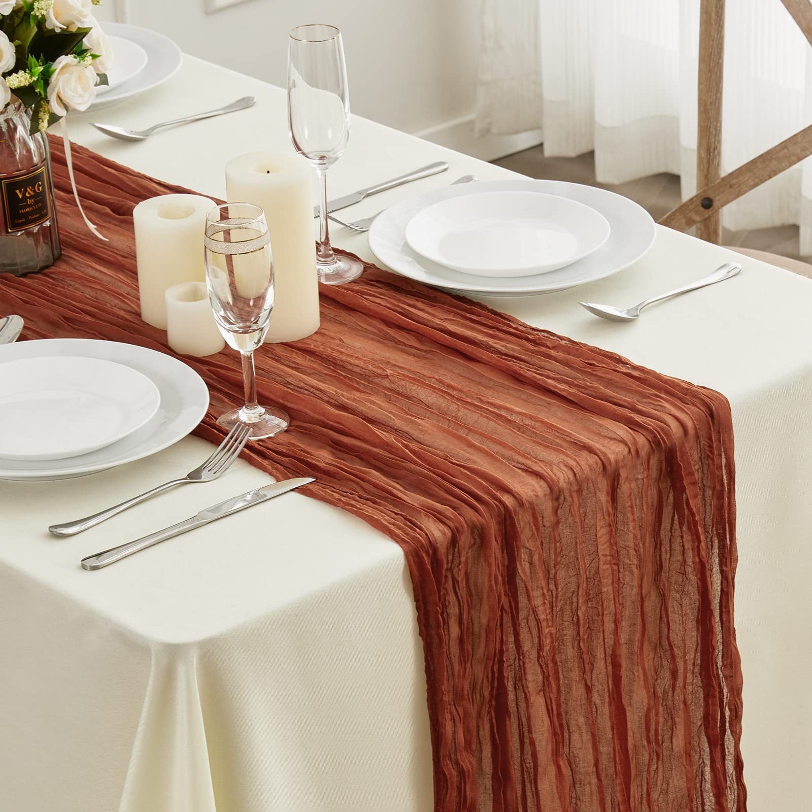 Cross-border foreign trade wholesale Bali yarn wrinkled table flag twist table flag tablecloth wedding party decoration wrinkled table flag