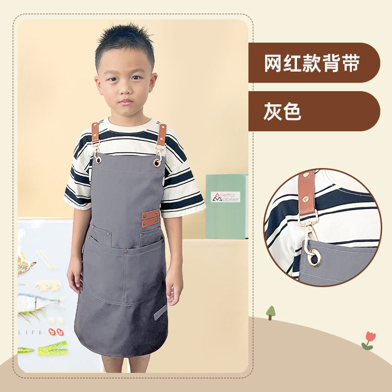 Mengniu Internet Celebrity Cross-Border Waterproof and Oil-Proof Canvas Suspenders Catering Kitchen Home Work Apron Custom Logo Printing