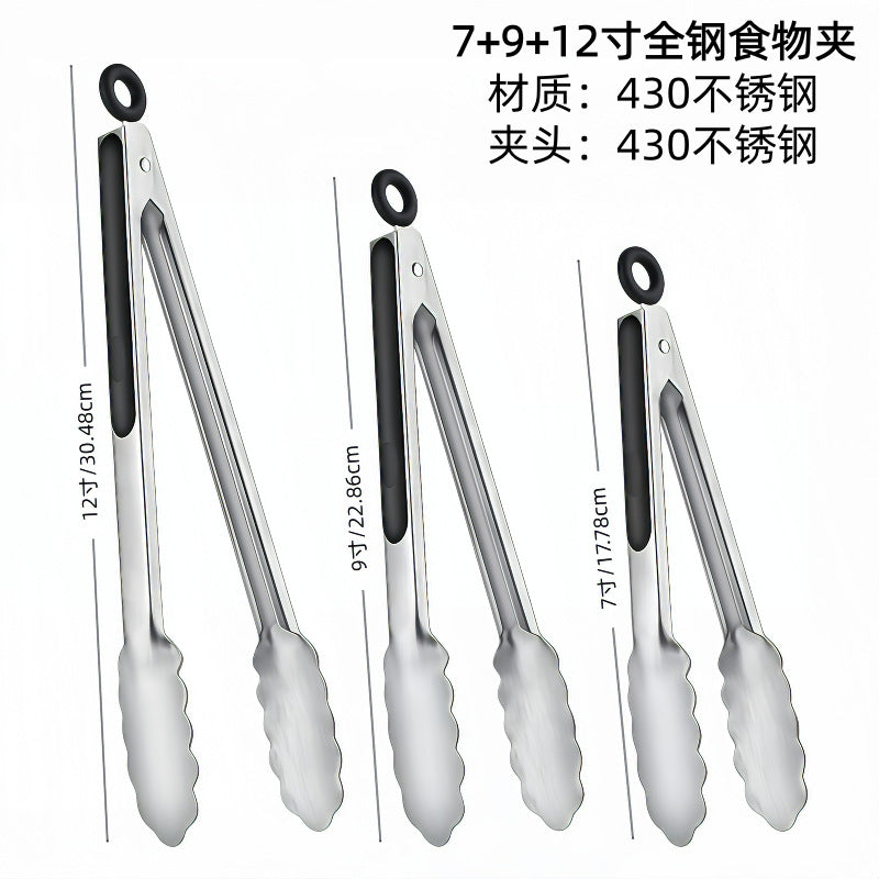 Cross-Border Silicone Clips, High Temperature Resistant Kitchen Anti-Scalding Barbecue Barbecue Clips, Food Clips, Household Stainless Steel Steak Clips
