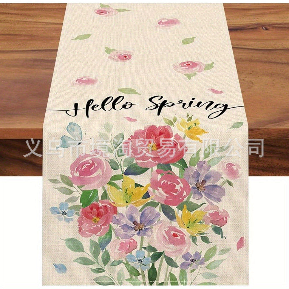 Linen Table Runner Pastoral Flower Lemon Summer Home Dining Table Outdoor Decoration Printed Tablecloth Table Runner