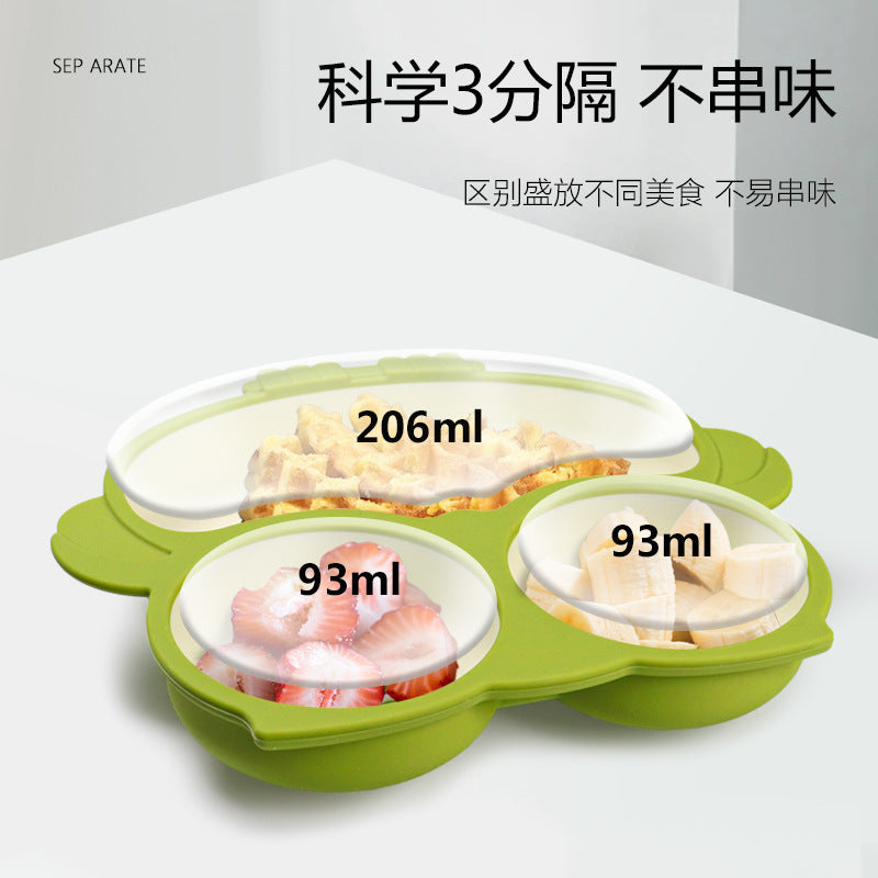 Baby Silicone Tableware Set Full Set Children Owl Dinner Plate Divided Dinner Plate Baby Dinner Plate Supplementary Food Box Dinner Plate
