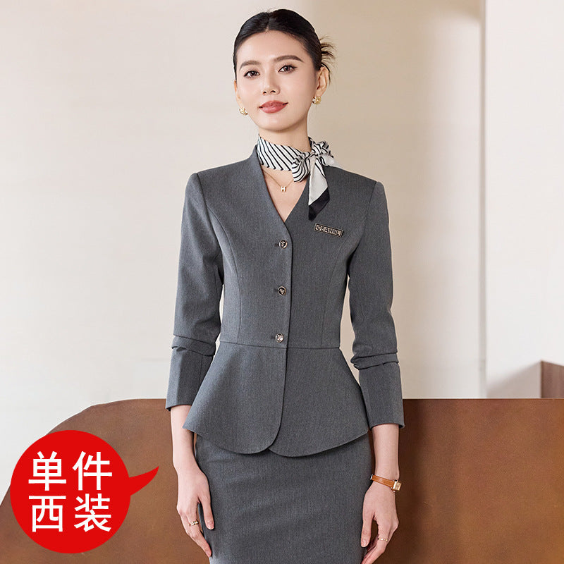 Dark Blue Suit Suit for Women 2025 Autumn and Winter New Professional Formal Wear Fashionable Workwear Jewelry Store Work Clothes