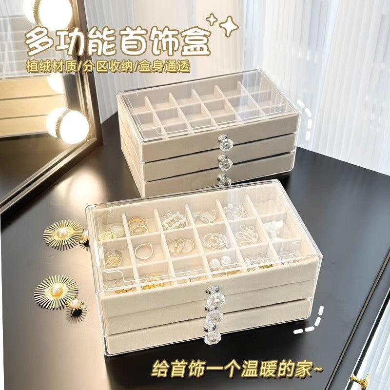 2025 New Korean Style Simple Style Acrylic Multi-Layer Jewelry Storage Box Jewelry Necklace Earrings Jewelry Display Box
