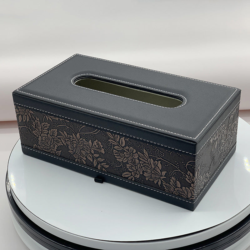 Leather Rectangular Creative Hotel Tissue Box European-style Car Tissue Box Leather Living Room Tissue Box Household Paper