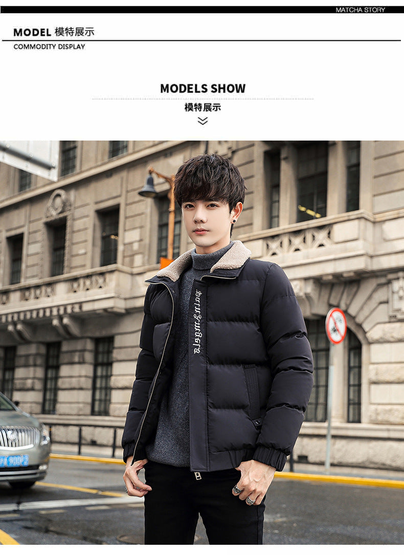2025 Winter Cotton Jacket for Men, Fashionable and Popular Stand-Up Collar Windproof Cotton Coat, Trendy Korean Style Handsome Short Jacket for Students