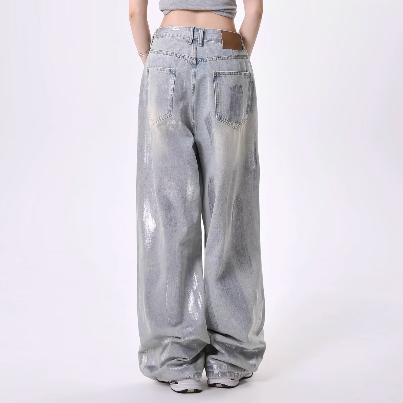 American Retro Simple Wide-Leg Jeans for Women, Autumn New Slim High-Waisted Loose Vintage Straight Pants
