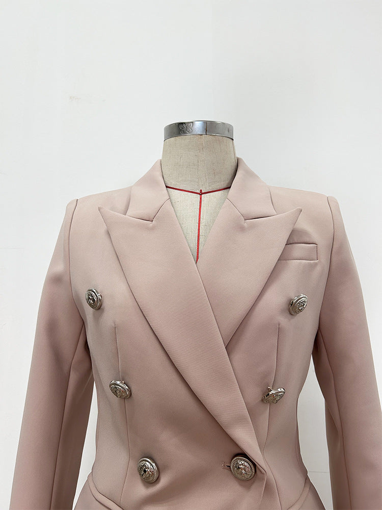 In Stock 2026 Export Star High-End Premium European and American Style Blazer with Metal Lion Head Buttons Double-Breasted Small Suit