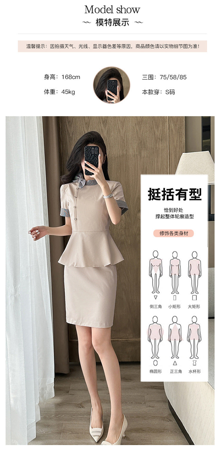 Stewardess Professional Wear Female Summer Fashion Ol Suit Beautician Workwear Sales Department Front Desk Customer Service Reception Workwear