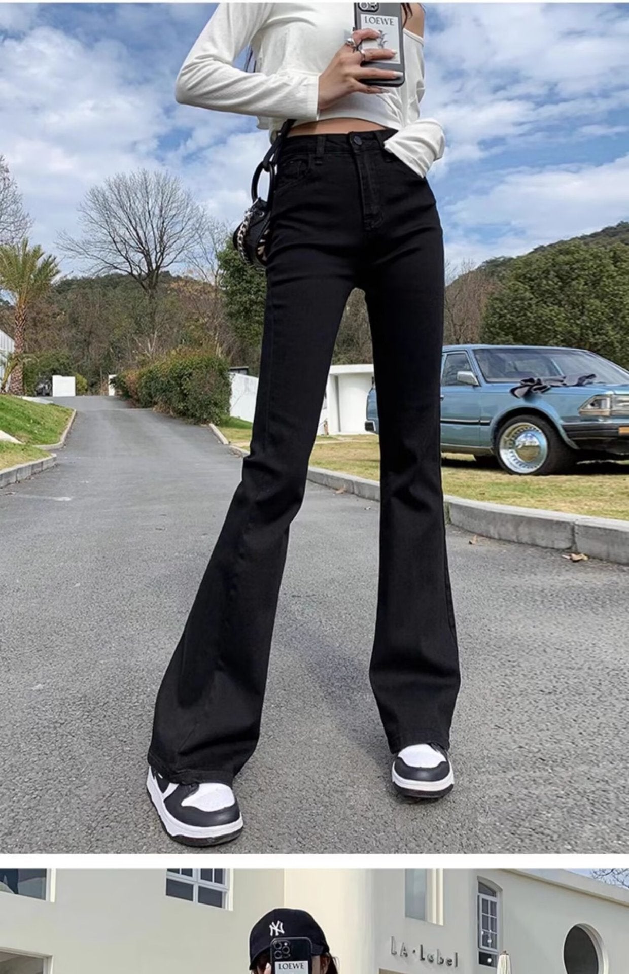 Black Stretch Micro-Flared Jeans for Women, Thin Summer 2025 New High-Waisted Slimming Pear-Shaped Body Horse Hoof Pants