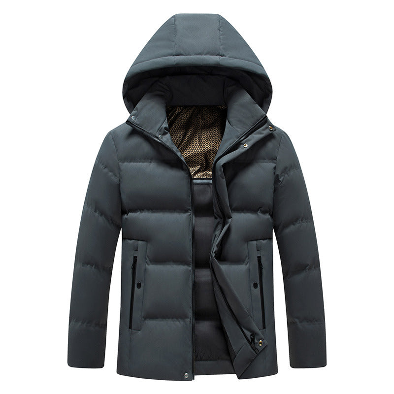 2024 Cross-border Foreign Trade Winter Middle-aged and Elderly Dad Clothes Men's Down Cotton-padded Coat Thickened Warm Hooded Cotton-padded Coat