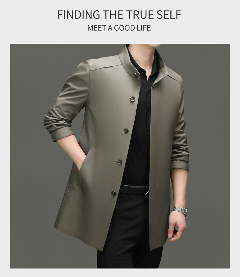 Is the brand of middle-aged and elderly men's windbreaker coat 2024 new winter stand collar long business dad cotton-padded jacket