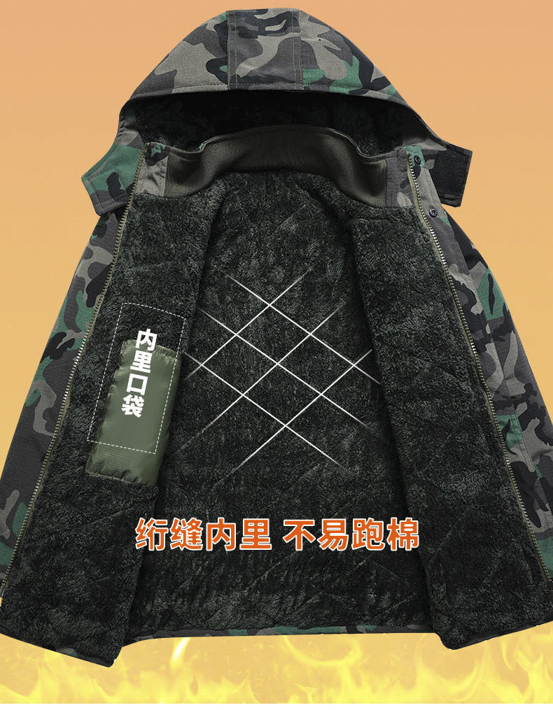 Winter Workwear Thickened Cotton Coat with Fleece, Cold-Resistant, Warm for Cold Storage, Northeast Waterproof, with Hood, Wear-Resistant Large Cotton Jacket