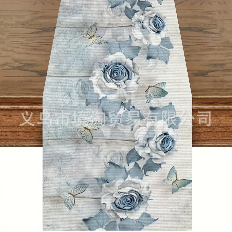 Linen Table Runner Pastoral Flower Lemon Summer Home Dining Table Outdoor Decoration Printed Tablecloth Table Runner