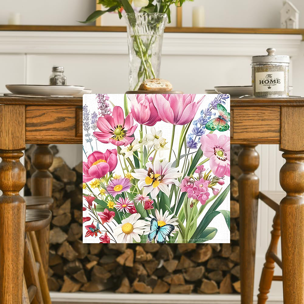 Amazon Summer New Flower Table Runner Home Living Room Cabinet Decorative Table Cloth Cushion Tea Flag Linen Printed Tablecloth