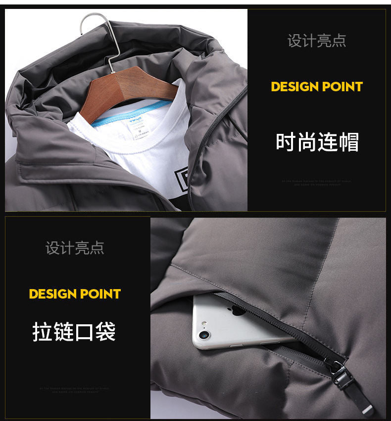 Men's 2024 Winter New Cotton-Padded Jacket, Short Thickened Puffer Jacket for Young Men, Men's Hooded Cotton Coat