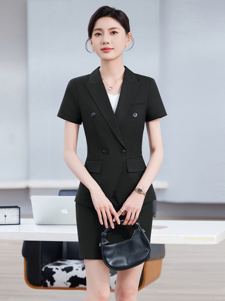 High-End Short-Sleeved Suit for Women 2025 Summer New Style Professional Wear Hotel Manager Bank Work Clothes