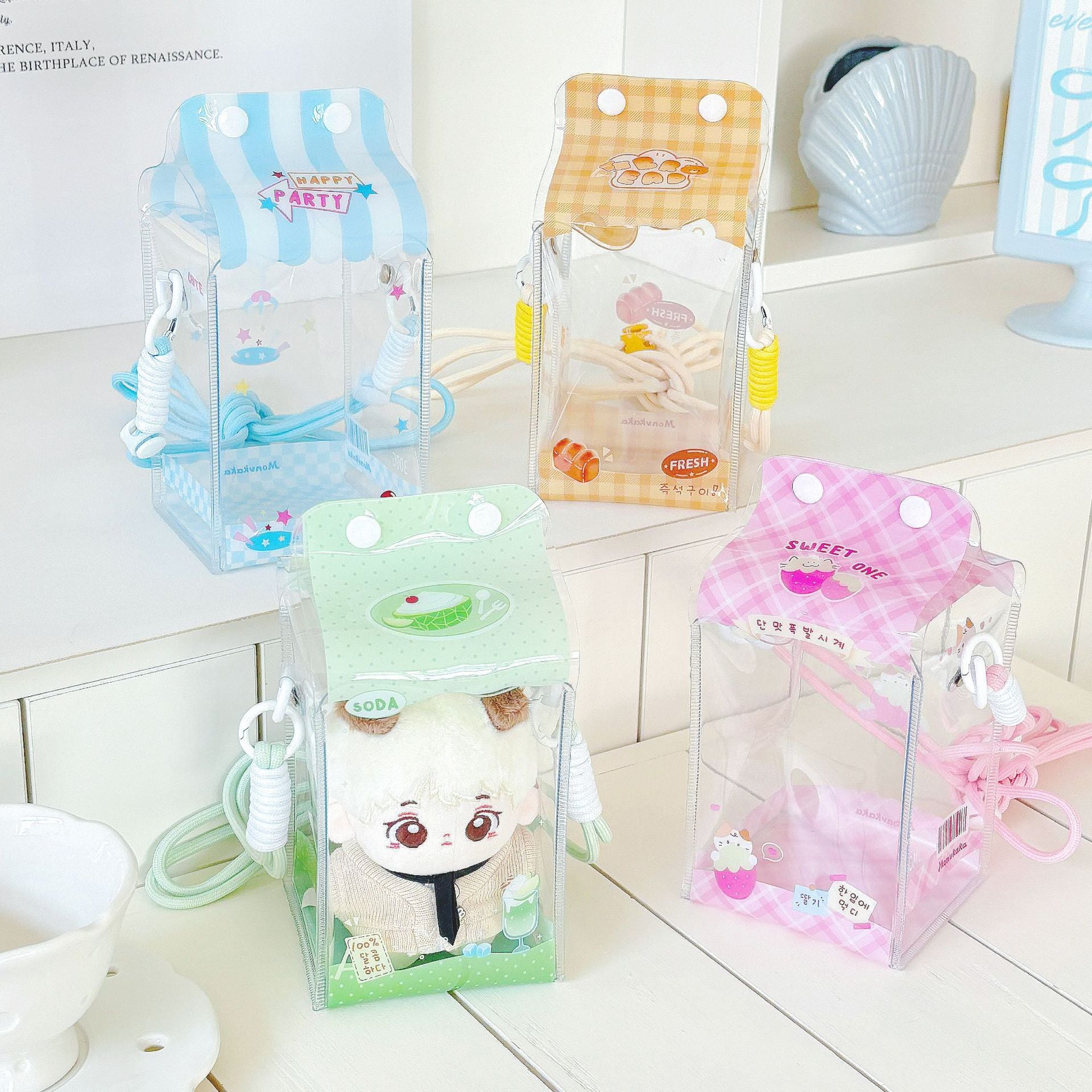 Original Cute Milk Carton Baby Bag, Blind Box Vinyl Storage Bag, Decorative Bag for Outing Baby, Portable Bag
