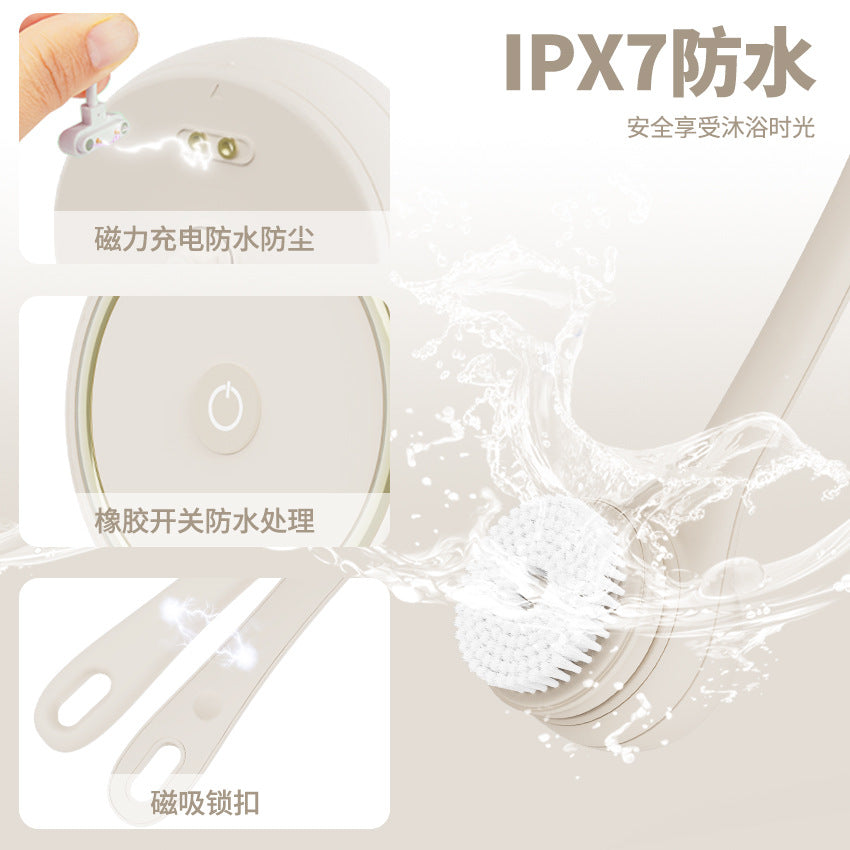 Dual-Handle Electric Bath Scrubber with Five Brush Heads, Spa-Grade Bath Brush, Wireless Electric Bath Brush, Body Cleansing Device