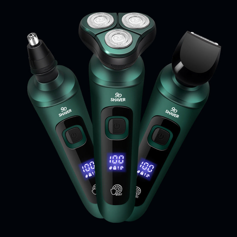 Cross-Border New 9D Floating Electric Shaver Intelligent Digital Display Beard Shaver Full Body Washable Multi-Function Shaver