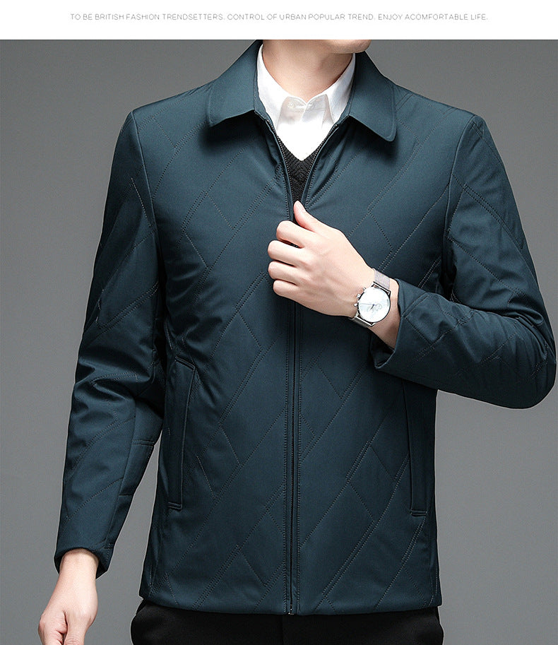 Middle-Aged Men's Jacket 2025 Winter New Style Lapel Middle-Aged Dad's Cotton-Padded Jacket Business Casual Men's Jacket Dropshipping