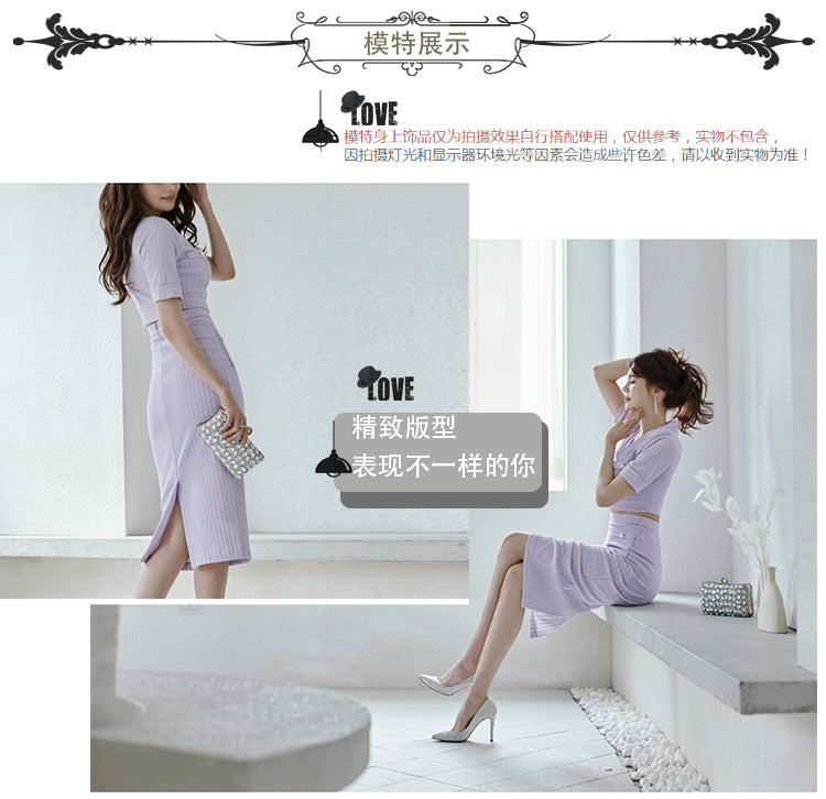Foreign Trade Women's Clothing 2025 Spring and Summer New Korean Style Simple Fashion Casual Tops Small Cardigans Slim Hip Skirts Two