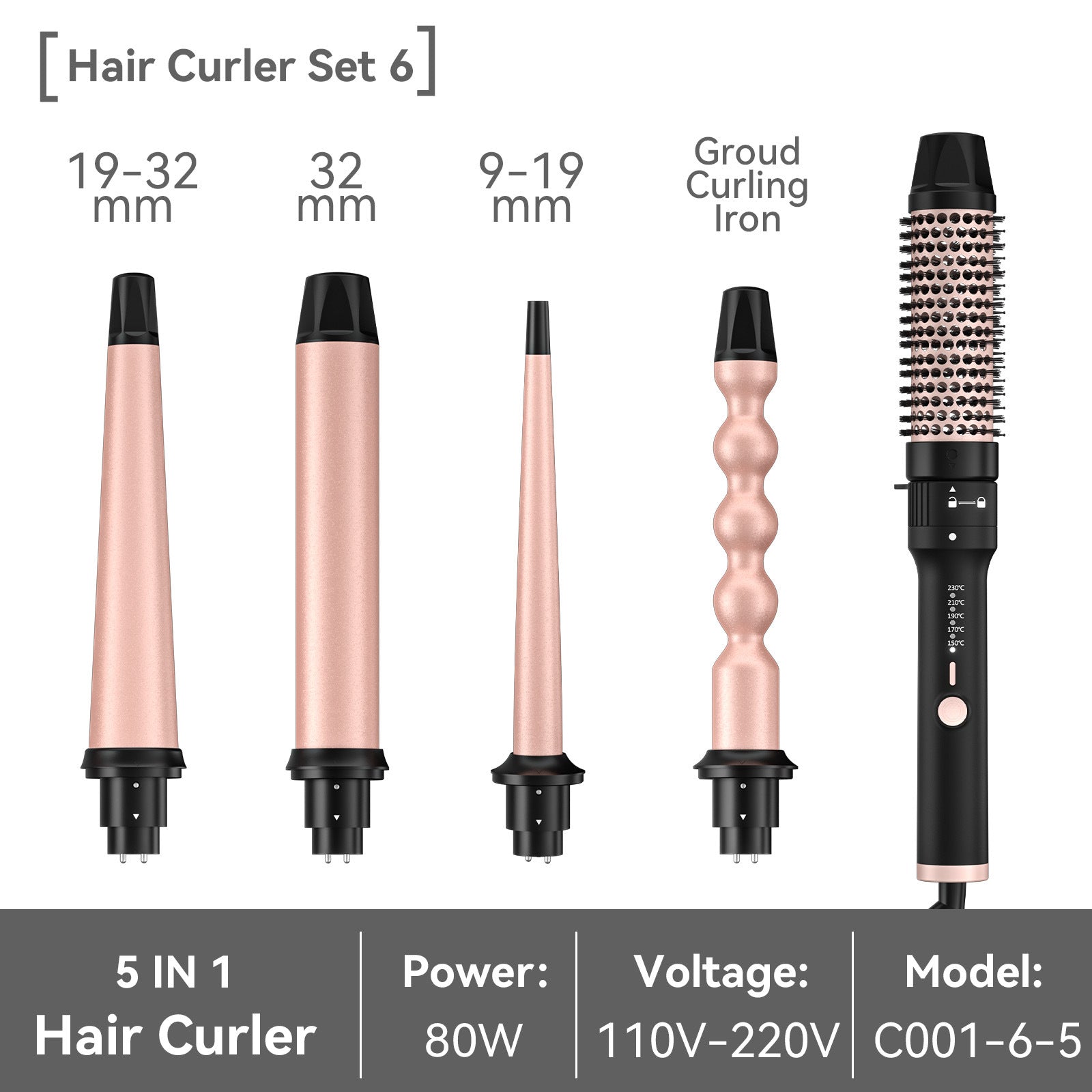 Amazon's Best-Selling All-In-One Interchangeable Curling Iron, Large Wave Curling Iron, Ceramic Multi-Functional Curling Iron Wholesale