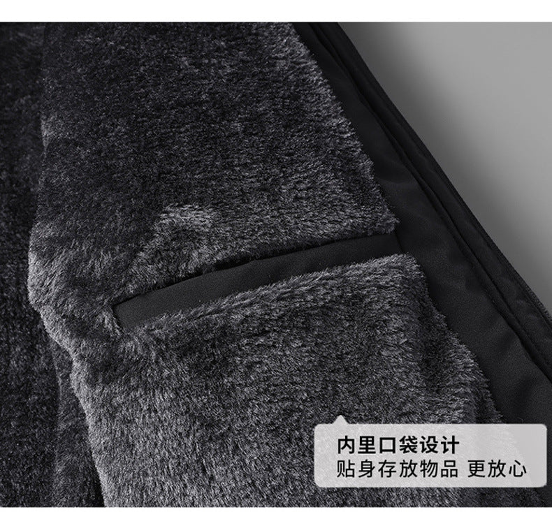 Winter Grandpa Cotton-Padded Jacket for Middle-Aged and Elderly Men, Thick Fleece-Lined Hooded Warm Coat, Middle-Aged and Elderly Dad's Cotton-Padded Jacket