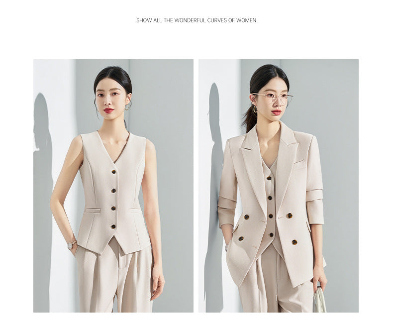 Blue Classy Professional Suit Suit for Women 2025 Spring & Fall New Style Workplace Formal Wear Elegant Work Clothing Three-Piece Suit