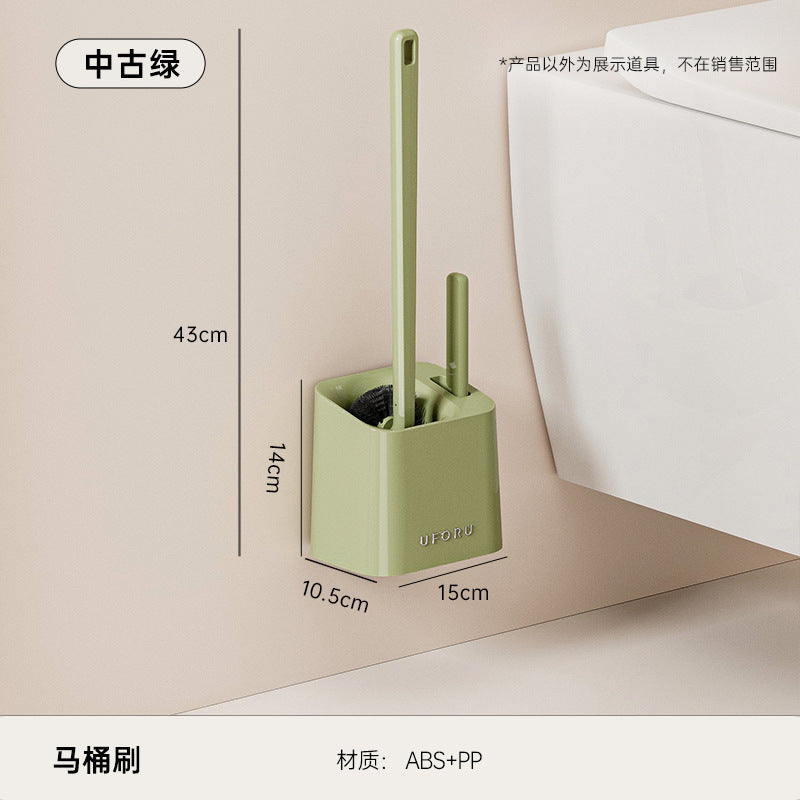 Long-Handled Toilet Brush Bathroom Multi-Functional No-Dead-Angle Cleaning Brush Household Punch-Free Wall-Mounted Toilet Brush with Base