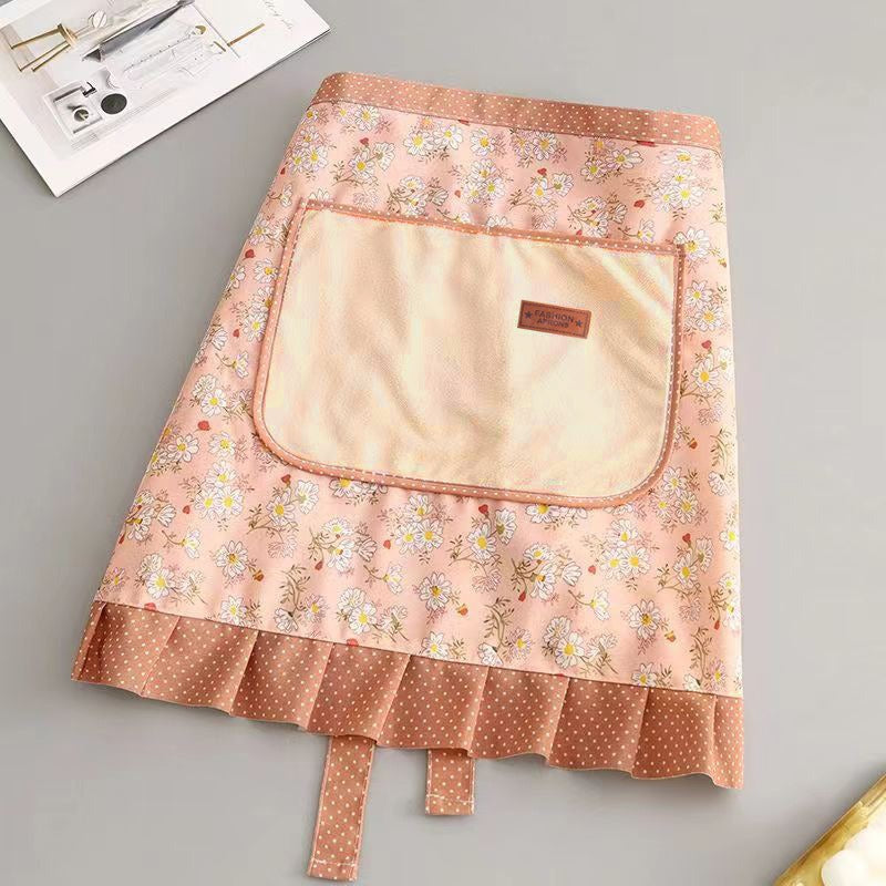 Factory Direct Sales New Kitchen Household Cooking Canvas Cotton Apron Lace Cute Hand-Wipeable Suspenders Pure Cotton for Women